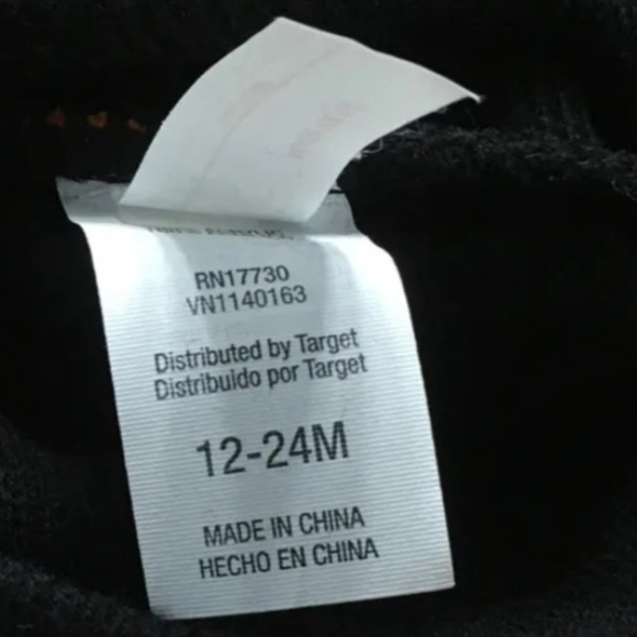 Cat & Jack Black Orange Monster Child's Beanie Winter Hat 12-24 M Infant Toddler - Picture 5 of 6